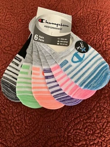 6 Pair Champion Women's Performance Invisible Low Cut Liner Sox Sz 5-9 NEW! - Picture 1 of 5