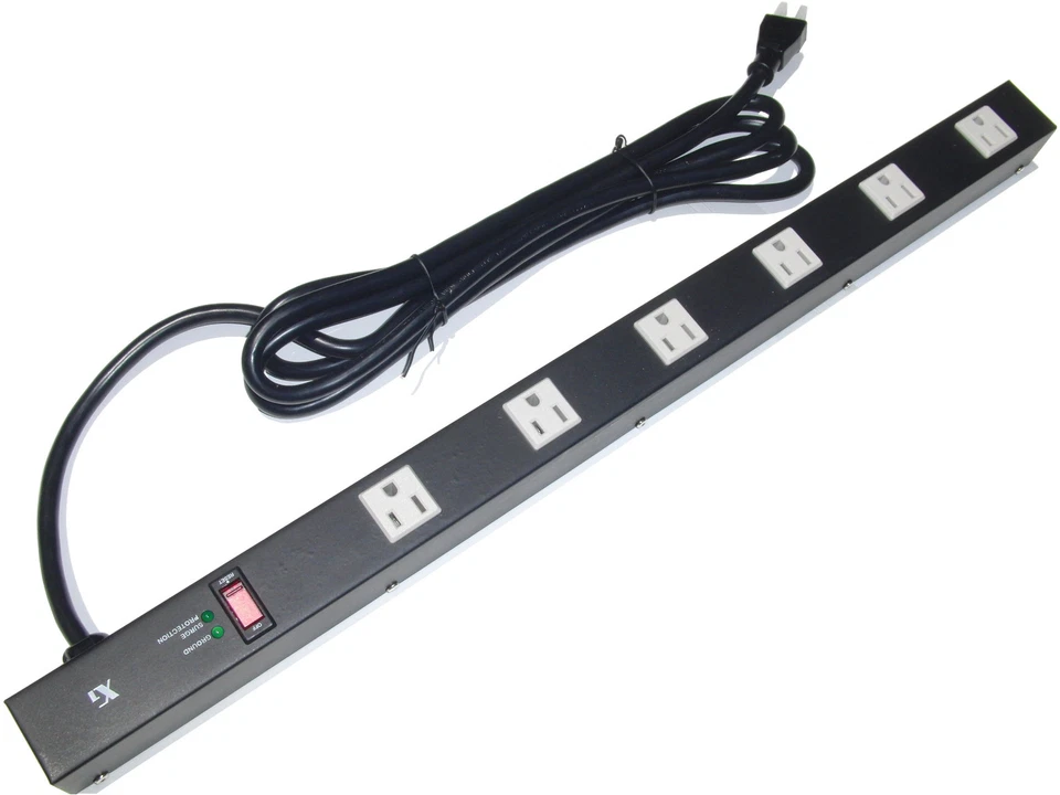 24" Metal Power Strip with 6 Outlets, Surge Protected, EPS-2069BL - Image 1 of 1