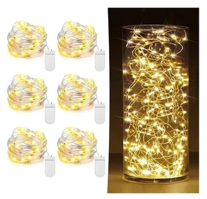 6 Pack Fairy Lights Battery Operated 7ft 20 LED Mini String Lights Waterproof US - Picture 1 of 8