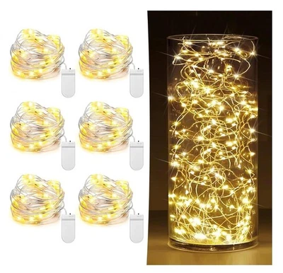 6 Pack Fairy Lights Battery Operated 7ft 20 LED Mini String Lights Waterproof US - Image 1 of 4