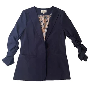 Skies Are Blue Damen Marine Blazer Gr. Small Blumenfutter Karriere Arbeitsjacke - Bild 1 von 10