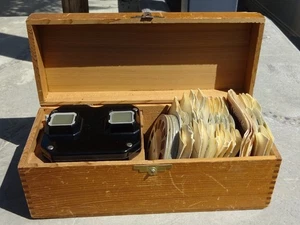 VTG Sawyers View Master 40+ Reels Custom Wood Storage Case NICE - Picture 1 of 6
