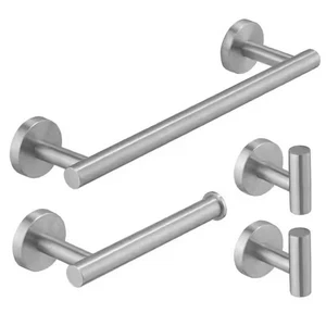 BWE 4-teiliges Badbeschlag-Set mit Handtuchhaken und Toilettenpapierhalter - Bild 1 von 7