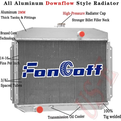 3-Row Aluminum Radiator Fit 1961-1964 62 Ford F100 F250 F350 Pickup 4.8L 5.4L V8 Foto 1 de 4