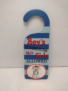 Boys Clubhouse No Girls Wood Plaque Decor Sign Wall Door Hanging Novelty Sign - Picture 1 of 6