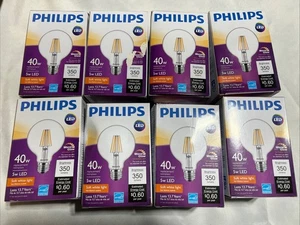 Philips 5W=40W Dimmable LED Soft White Light Bulb Clear Filament Warm 8 Pack - Picture 1 of 2