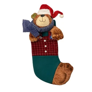 Weihnachtsstrumpf Filz 3D Applikation Dekor verziert Santa Teddybär Plüsch 19 Zoll - Bild 1 von 11