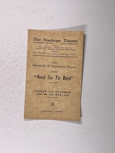 The Stanhope Theatre Programme 'And So To Bed' Goldsmith & Haverstock Players - Picture 1 of 13