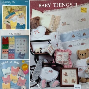 Vintage Cross Stitch Patterns For Babies Lot Of 4 - Picture 1 of 24
