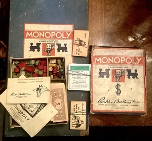 Vintage 1946 Monopoly Game Patent 2.026.082 Cards w/ Board Pieces READ details - Picture 1 of 16