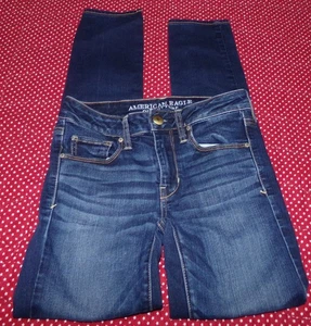 AMERICAN EAGLE MUJER TALLA 2 SUPER ELÁSTICO AJUSTADO AZUL JEANS TIRO MEDIO DENIM - Imagen 1 de 5