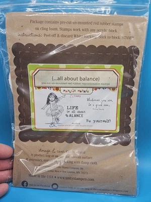 Sello de goma Unity Stamp Co. Adling NUEVO... todo sobre el equilibrio Foto 1 de 2