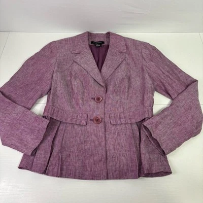 Blazer para mujer Etcetera púrpura 100 % lino talla 10 Foto 1 de 4