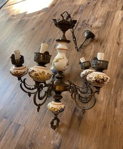 ✨ VNT Italian Capodimonte-Style 5 ArmChandelier Hand-Painted Porcelain & Brass - Picture 1 of 17