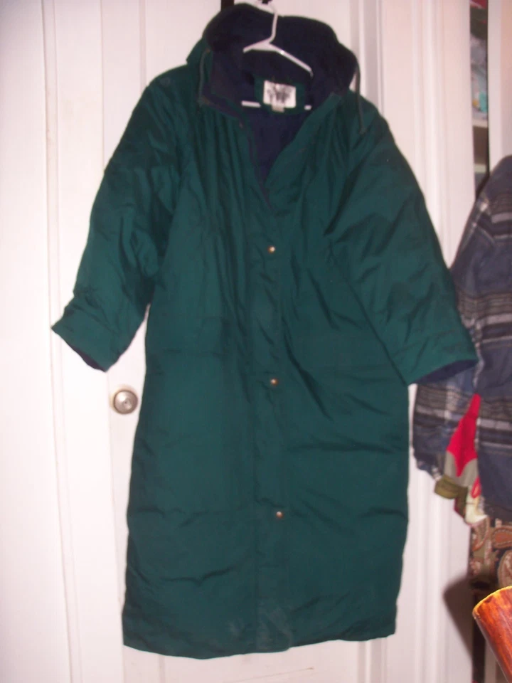 WOMENS MULBERRY STREET LONG BLUE GREEN WINDBREAKER DOWN JACKET COAT SIZE MEDIUM - Image 1 of 4