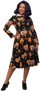 Collectif MARIKA HOCUS POCUS Halloween Kürbis Langarm SWING Kleid Rockabilly - Bild 1 von 3