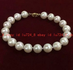 Genuine Natural 7-8mm White Freshwater Cultured Pearl Gold Clasp Bracelet 6.5-9" - Picture 1 of 12