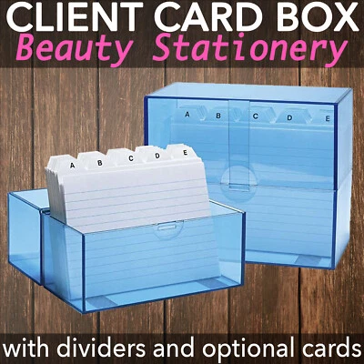 BEAUTY STATIONERY Scatola scheda record client per schede A6 con divisori e schede opzionali