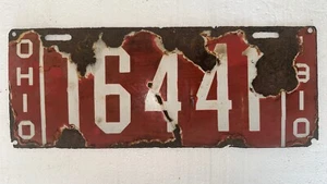 1910 Ohio Targa 16441 Auto d'epoca Camion Porcellana 14" x 5,5" Rosso - Foto 1 di 13