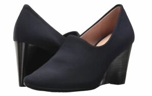 Taryn Rose Women's Shoes Yvonne Blue Pumps 9M Stacked Wedge Heel 3", New $165