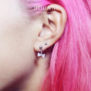 16g Bow tie dangle cartilage earrings, tragus helix earrings, Labret studs,1pc - Picture 1 of 5