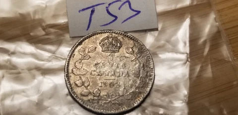 1908 Large 8 Variety Canada Silver 5 Cents Rare Coin idt53 Cover