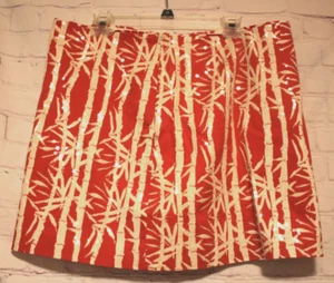 Michael Kors Women’s Paprika/White Bamboo Sequin Pencil Mini Skirt Size 16 EUC - Picture 1 of 3