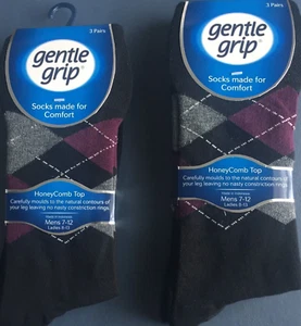 Gentle Grip Comfort Honey Comb Top 2 Packs 6 Pairs 3 Colors Men 7-12 Women 7-13 - Picture 1 of 4