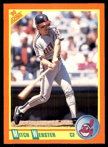 1990 Score Rookie & Traded Mitch Webster Cleveland Indians #4T