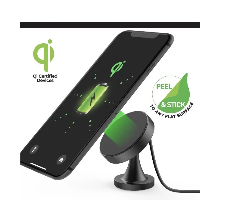 Nano Suction Stick on Car Cellphone Holder Mount Wireless Charger Black