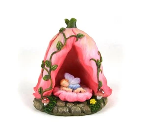6” Miniature Flower House with Sleeping Fairy 1pc MI 50782 Miniature Garden - Picture 1 of 6