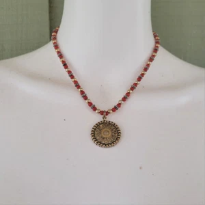 Collar colgante de cuentas de oro rojo NAPIER de colección - Imagen 1 de 4