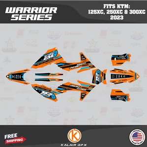 Graphics Kit for KTM 2-stroke 125XC, 250XC & 300XC 2023 Warrior - Orange Cyan - Picture 1 of 6