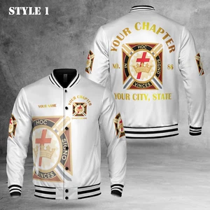 Personalized Name Masonic Knights Templar Freemasonry 3D Baseball Jacket S-5XL - Picture 1 of 8
