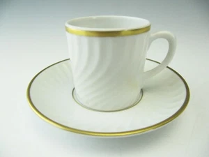 Vista Alegre Portugal Mottahedeh Demitasse Tasse & Untertasse weiß mit Goldrand - Bild 1 von 9