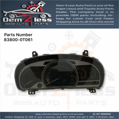 Velocímetro de cuadro de instrumentos Toyota Venza 2010, 2011, 2012 OEM 83800-0T061 Foto 1 de 4