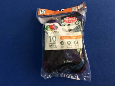 Calcetines Mujer (Fruit of the Loom) Suave Acolchado Crew, Tobillo, o No Show Paquete de 10 Foto 1 de 4