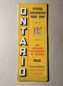 Vintage 1942 ONTARIO CANADA Foldout Road Map 19” x 45” Lakeland Playground - Picture 1 of 11