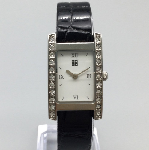 Orologio Givenchy Parfums donna 21mm cristallo tono argento cinturino pelle batteria nuova