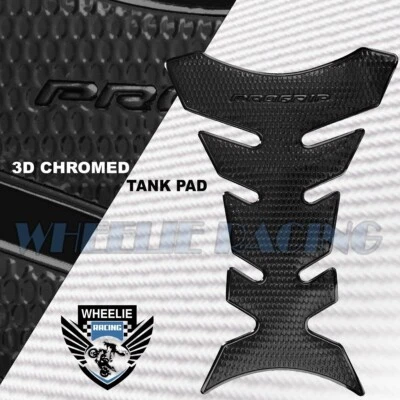 3D FUEL/GAS TANK PAD PROTECTOR DECAL PRO GRIP PERFORATED BLACK+REFLECTIVE EDGE - Image 1 of 4