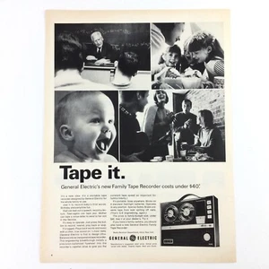 Grabadora de cinta familiar GE ANUNCIO IMPRESO DE COLECCIÓN 1965 General Electric Audio Sound Baby - Imagen 1 de 2