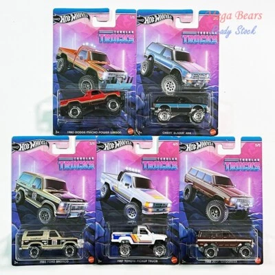Mattel Hot Wheels 2024 Tubular Trucks #1-5 Set of 5 Cars Chevy Blazer 4x4 GDG44 - Image 1 of 4