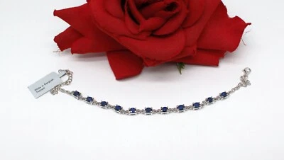 Sterling Silver Lab created Sapphire TGGC NWT 7.5g Anklet  Bracelet  CAT RESCUE - Image 1 of 2