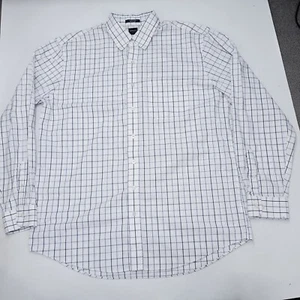 Arrow Dress Shirt Men's XLT 17.5-18 White Blue Check Pinpoint Oxford Long Sleeve - Picture 1 of 5