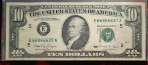 1990 $10 Fancy Serial, 66966637, 5 Of A Kind, Tesla's Code, A Lucky 7 - Picture 1 of 2