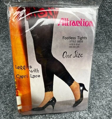 Medias sin pies de encaje negras vintage opacas de nailon OS 90s Y2K Fairy caprichoso rave Foto 1 de 4