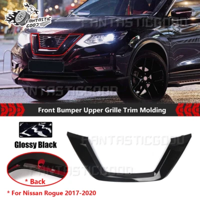 For Nissan Rogue 2017 2018 2019 2020 Gloss Black Front Grille Outer Trim Molding - Image 1 of 4