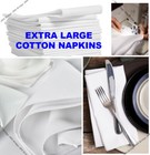 100 X White Cotton Napkin Table Linen Dinner 100% Egyptian Hotel Wedding 300TC