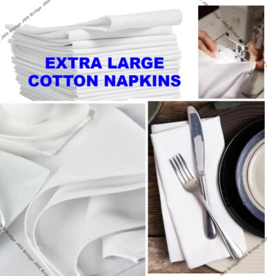 100 X White Cotton Napkin Table Linen Dinner 100% Egyptian Hotel Wedding 300TC - Image 1 of 4