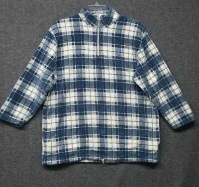 Pullover para mujer Liz Claiborne azul a cuadros polar manga larga talla L 1/4 cremallera Foto 1 de 4
